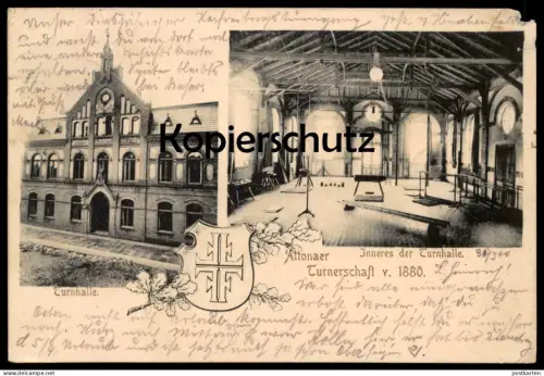 ALTE POSTKARTE ALTONAER TURNERSCHAFT V. 1880 INNERES DER TURNHALLE Hamburg Altona Turnen Sport cpa AK Ansichtskarte