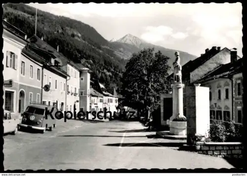 ÄLTERE POSTKARTE SCHROTH KURORT OBERVELLACH IM MÖLLTAL HAUPTPLATZ Volkswagen VW Bus T1 Bulli Denkmal monument cpa AK
