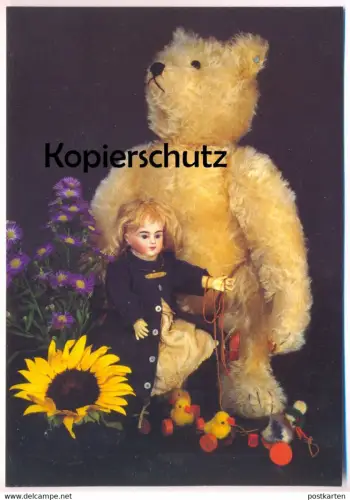 ÄLTERE POSTKARTE TEDDYBÄR TEDDY BÄR PUPPE AUKTION H. POESTGENS ÜBACH-PALENBERG bear ours doll cpa Ansichtskarte postcard