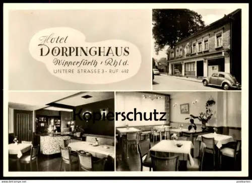 ALTE POSTKARTE HOTEL DOERPINGHAUS WIPPERFÜRTH RHEINLAND VW KÄFER Ansichtskarte cpa AK postcard