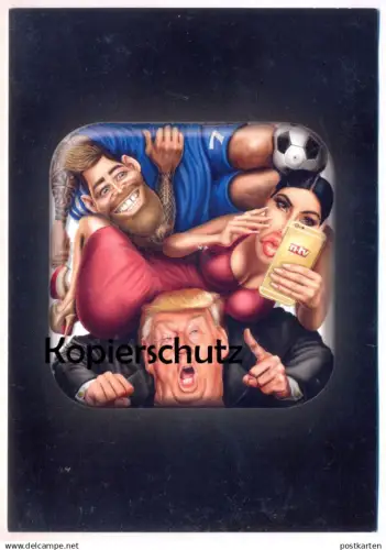 POSTKARTE DONALD TRUMP KIM KARDASHIAN PIERRE EMERICK AUBAMEYANG EDGAR WERBEKARTE N-TV Ansichtskarte postcard AK cpa