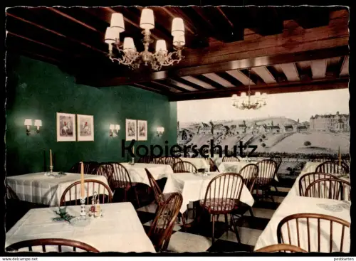 ÄLTERE POSTKARTE HOTEL RESTAURANT RITTER TETTNANG GASTSTUBE WANDMALEREI Zeichnung Stich postcard Ansichtskarte cpa AK