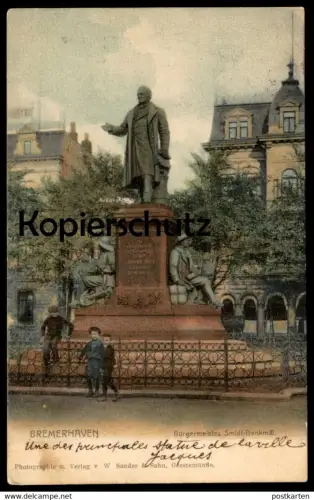 ALTE POSTKARTE BREMERHAVEN BÜRGERMEISTER SMIDT-DENKMAL Kinder Jungen boys children enfants monument postcard cpa AK