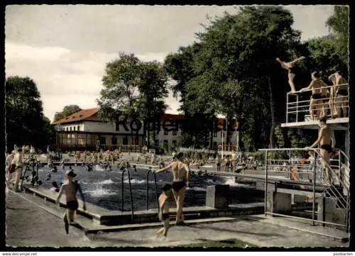ÄLTERE POSTKARTE WAHN-HEIDE LAGER-SCHWIMMBAD KÖLN Bad Freibad Kaserne piscine swimming pool Ansichtskarte postcard cpa