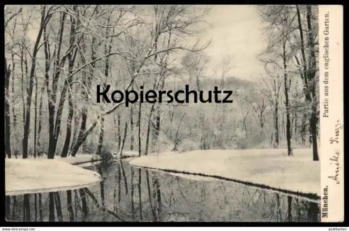 ALTE POSTKARTE MÜNCHEN PARTIE AUS DEM ENGLISCHEN GARTEN Winter Schnee snow Ansichtskarte AK postcard cpa