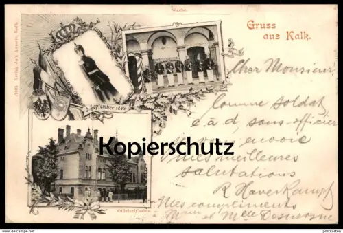 ALTE POSTKARTE GRUSS AUS KALK SOLDAT 03.09.1898 OFFIZIER-CASINO Uniform Cöln Köln cpa Ansichtskarte AK postcard
