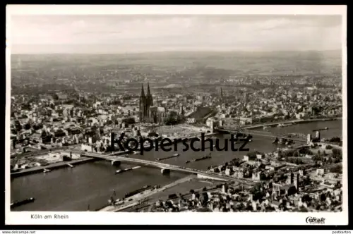 ALTE POSTKARTE KÖLN AM RHEIN LUFTBILD PANORAMA Fliegeraufnahme Luftaufnahme Bahnhof station gare Ansichtskarte postcard