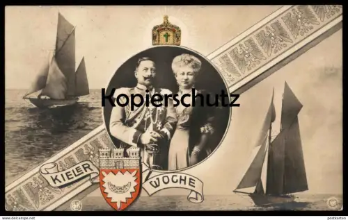 ALTE POSTKARTE KIELER WOCHE 1910 KAISER WILHELM & FRAU KIEL Segelschiff Regatta sailing contest postcard Ansichtskarte