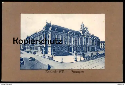 ALTE PASSEPARTOUT POSTKARTE KARLSRUHE IN BADEN HAUPTPOST 1910 Post cpa AK postcard Ansichtskarte