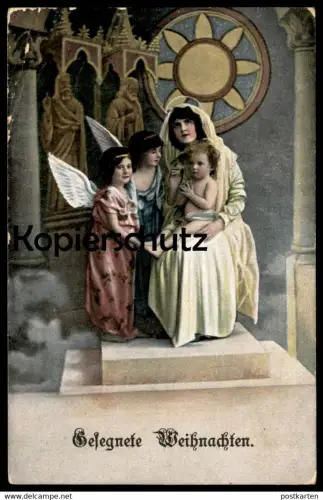 ALTE POSTKARTE GESEGNETE WEIHNACHTEN ENGEL MIT KIND angel ange girl child enfant Kinder enfants children cpa AK postcard