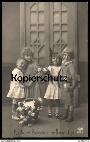 ALTE POSTKARTE HERZLICHEN GLÜCKWUNSCH ZUM NAMENSTAGE KINDER MÄDCHEN Namenstag child enfant children girl AK postcard cpa