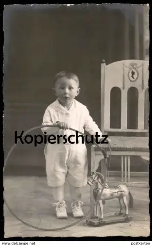 ALTE POSTKARTE JUNGE MIT SPIELZEUG ATELIER GIEGERICH NIEDER-INGELHEIM Kind child boy children enfants Pferd photo cpa AK