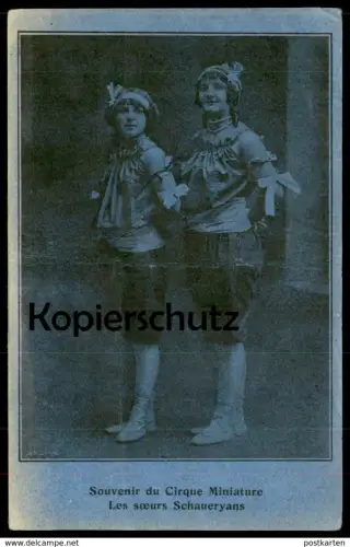 ALTE POSTKARTE SOUVENIR DU CIRQUE MINIATURE LES SOEURS SCHAUERYANS circus Zirkus cpa postcard AK Ansichtskarte