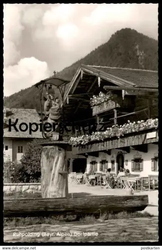 ÄLTERE POSTKARTE RUHPOLDING BAYRISCHE ALPEN DORFPARTIE Brunnen fontaine fountain cpa postcard AK Ansichtskarte