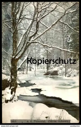 ALTE POSTKARTE PARTIE AUS DEM POLENZTAL SÄCHSISCHE SCHWEIZ Photochromie Hohnstein snow Schnee Winter cpa postcard AK