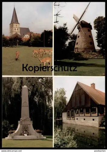 ÄLTERE POSTKARTE LAER BEI HORSTMAR KREIS STEINFURT WINDMÜHLE EHRENMAL DENKMAL REHE Mühle windmill molen postcard cpa AK