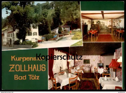 ÄLTERE KARTE KURPENSION ZOLLHAUS BAD TÖLZ PENSION Postkarte Werbekarte Ansichtskarte postcard AK cpa