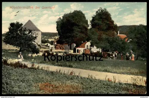 ALTE POSTKARTE KLOSTERMÜHLE BEI QUERFURT FUHRWERK PFERD Werbung Juliana Tafelzout Amsterdam Ansichtskarte cpa postcard