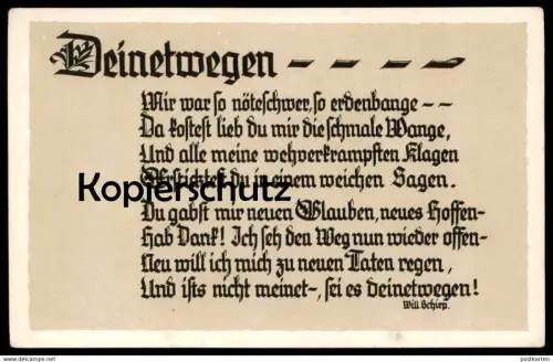 ALTE SPRUCH POSTKARTE DEINETWEGEN SCHRIFTSTELLER WILL SCHIRP Berndorf Gerolstein Ansichtskarte AK cpa postcard