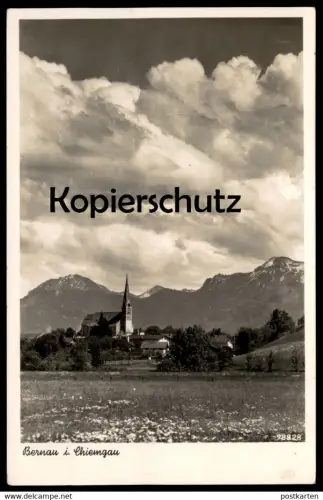 ALTE POSTKARTE BERNAU IM CHIEMGAU PANORAMA GESAMTANSICHT KIRCHE Chiemsee Wiese postcard Ansichtskarte cpa AK