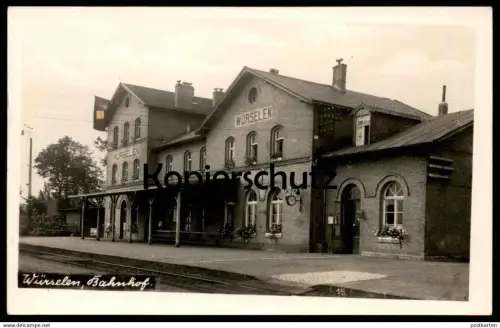 ALTE POSTKARTE WÜRSELEN BAHNHOF MIT BEFLAGGUNG 1940 gare station Flagge Ansichtskarte postcard cpa AK