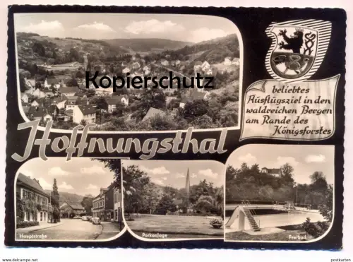 ÄLTERE POSTKARTE HOFFNUNGSTHAL HAUPTSTRASSE FREIBAD PARKANLAGE RÖSRATH cpa AK Ansichtskarte postcard