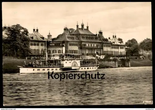 ÄLTERE POSTKARTE SCHLOSS PILLNITZ DRESDEN DAMPFER BAD SCHANDAU SCHIFF steam ship bateau à vapeur Ansichtskarte postcard