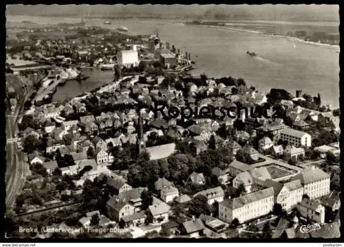 ÄLTERE POSTKARTE BRAKE UNTERWESER FLIEGERAUFNAHME LUFTBILD Bahnhof station gare cpa postcard AK Ansichtskarte