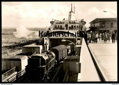 ALTE POSTKARTE SASSNITZ FÄHRSCHIFF SASSNITZ DAMPFLOK steam train locomotive à vapeur 94 546 ferry railway AK postcard