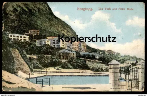 ALTE POSTKARTE HONGKONG THE PEAK AND FILTER BEDS Hong Kong China Chine cpa AK Ansichtskarte postcard