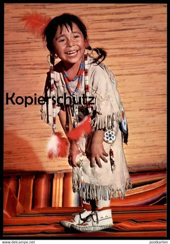 ÄLTERE POSTKARTE INDIANER KIND VOM CREE STAMM PRINZESSIN MAUSI Indian Indians Indien Feather headdress coiffe postcard