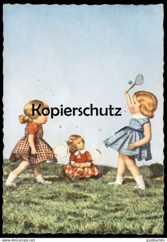 ÄLTERE POSTKARTE KINDER MÄDCHEN SPIELEN TENNIS children playing jouer au tennis enfants postcard Ansichtskarte cpa AK
