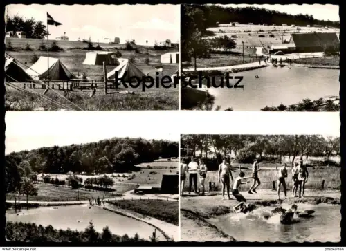 ÄLTERE POSTKARTE CAMPINGPLATZ WALDWINKEL KALKRIESE ÜBER OSNABRÜCK BRAMSCHE Zelt tent Camping bath Bad Ansichtskarte cpa