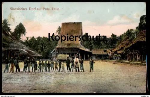 ALTE POSTKARTE NIASSISCHES DORF AUF PULU-TELLO NIAS PASAR PULAU TELLO SUMATERA UTARA PULAUTELO postcard cpa AK