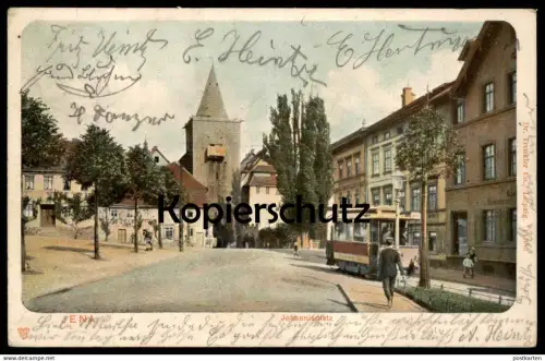 ALTE POSTKARTE JENA JOHANNISPLATZ STRASSENBAHN FUSSGÄNGER tram tramway cpa AK Ansichtskarte postcard
