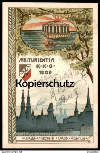 ALTE LITHO POSTKARTE AACHEN ABITURIENTIA 1909 Studentika Couleur Studentica cpa AK Ansichtskarte postcard