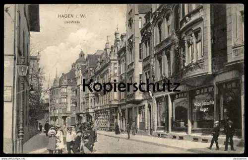 ALTE POSTKARTE HAGEN WESTFALEN BADSTRASSE WERBUNG MÖBEL-INDUSTRIE children Kinder enfants cpa Ansichtskarte postcard