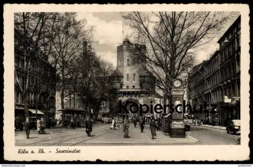ALTE POSTKARTE KÖLN RHEIN SEVERINSTOR REKLAME PERSIL FÜR ALLE WÄSCHE MORSCHHÄUSER TAPETEN-FABRIK KLEIN FISCHE GEFLÜGEL