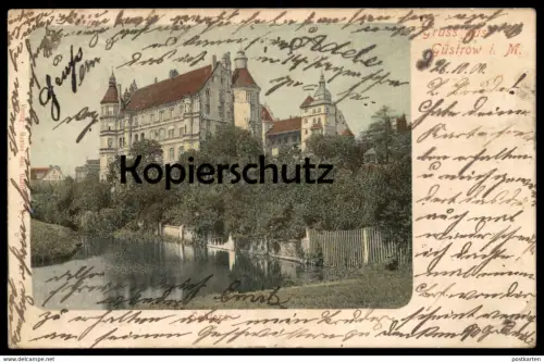 ALTE POSTKARTE GRUSS AUS GÜSTROW IN MECKLENBURG SCHLOSS castle chateau postcard cpa AK Ansichtskarte