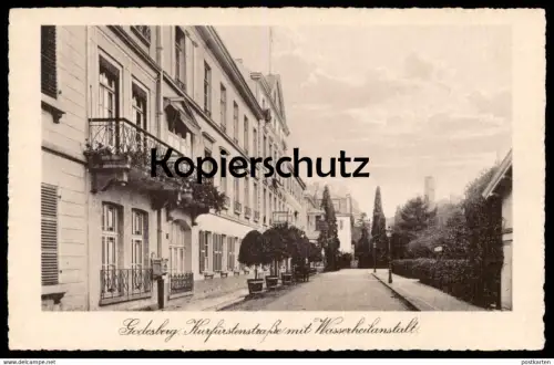 ALTE POSTKARTE BAD GODESBERG KURFÜRSTENSTRASSE MIT WASSERHEILANSTALT cpa AK postcard Ansichtskarte