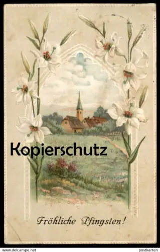 ALTE PRÄGE POSTKARTE FRÖHLICHE PFINGSTEN embossed gauffrée cpa AK postcard Ansichtskarte