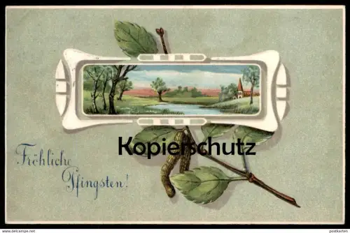 ALTE PRÄGE POSTKARTE FRÖHLICHE PFINGSTEN embossed gauffrée cpa AK postcard Ansichtskarte