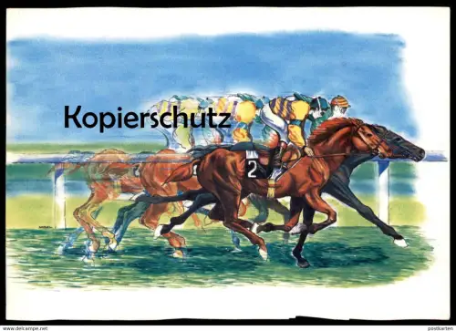 ÄLTERE KÜNSTLER POSTKARTE PFERDERENNEN SIGN. ERICH SOKOL Pferd Pferde Jockey Jockei horse racing postcard Ansichtskarte