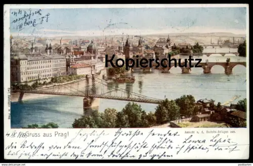 ALTE POSTKARTE GRUSS AUS PRAG ! ANSICHT VON DEN RUDOLFS-ANLAGEN AUS Praha cpa AK Ansichtskarte postcard