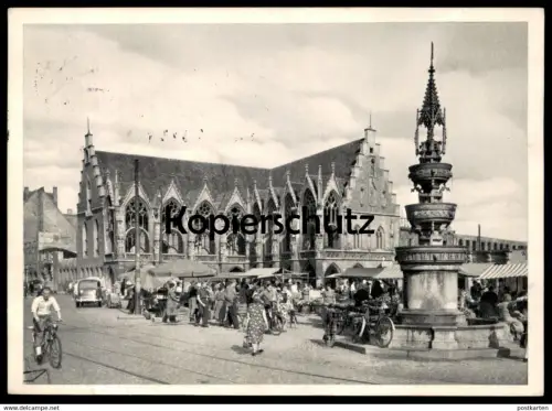 ALTE POSTKARTE BRAUNSCHWEIG ALTSTADTMARKT MARKT MARKTSTÄNDE market marché cpa AK Ansichtskarte postcard