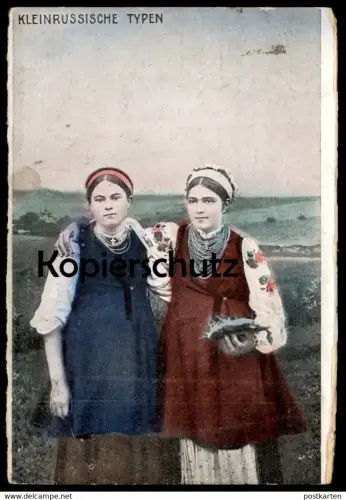 ALTE POSTKARTE KLEINRUSSISCHE TYPEN RUSSLAND TRACHT russia traditional costum folclorique girls Ansichtskarte postcard