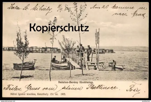 ALTE POSTKARTE BALATON-BERÉNY FÜRDÖTELEP BOOTE STEG UNGARN hungary Magyarorszag postcard Ansichtskarte cpa AK