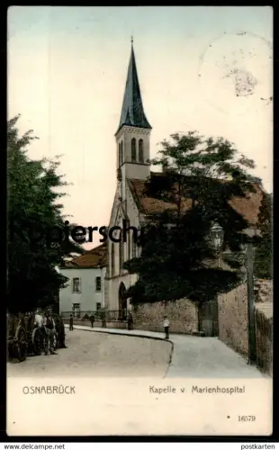 ALTE POSTKARTE OSNABRÜCK KAPELLE VOM MARIENHOSPITAL FUHRWERK KUTSCHE chapel cpa postcard AK Ansichtskarte