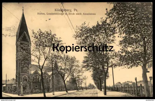 ALTE POSTKARTE KÖNIGSBERG PR. HUFEN LOUISENKIRCHE M. BLICK NACH AMALIENAU Ostpreussen postcard Ansichtskarte cpa AK