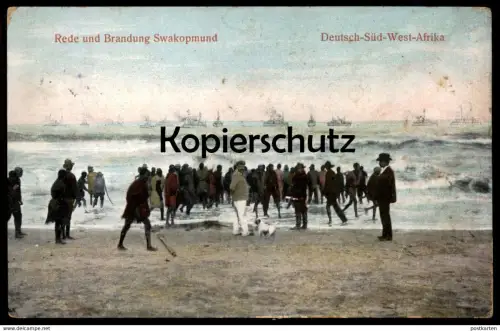 ALTE POSTKARTE REDE UND BRANDUNG SWAKOPMUND DEUTSCH-SÜD-WEST-AFRIKA Kolonie Namibia Hund chien postcard Ansichtskarte